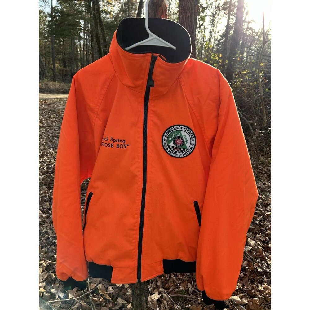 Galls Orange Emergency Services Fleece Canvas Bomber Jacket Workwear Mens Large